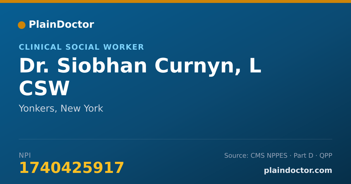 Shareable card for Siobhan Curnyn, L CSW - Clinical Social Worker, Yonkers, NY
