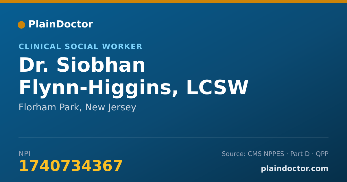 Shareable card for Siobhan Flynn-Higgins, LCSW - Clinical Social Worker, Florham Park, NJ
