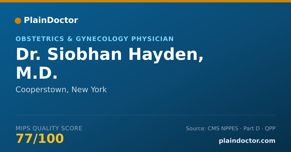 Shareable card for Siobhan Hayden, M.D. - Obstetrics & Gynecology Physician, Cooperstown, NY