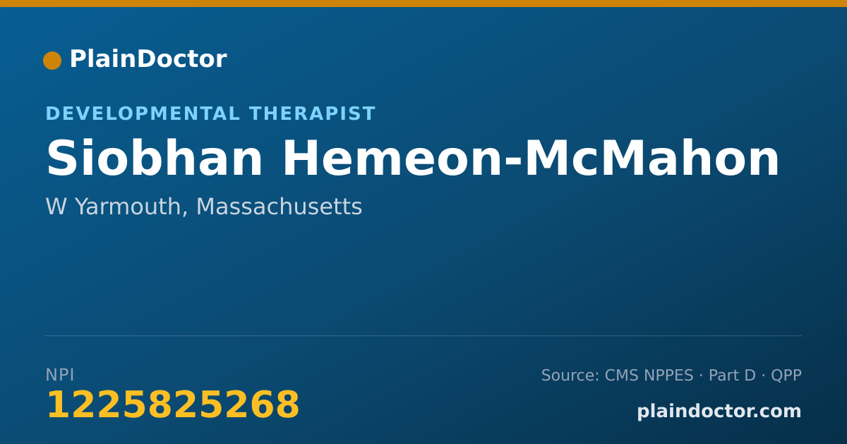 Shareable card for Siobhan Hemeon-McMahon - Developmental Therapist, W Yarmouth, MA