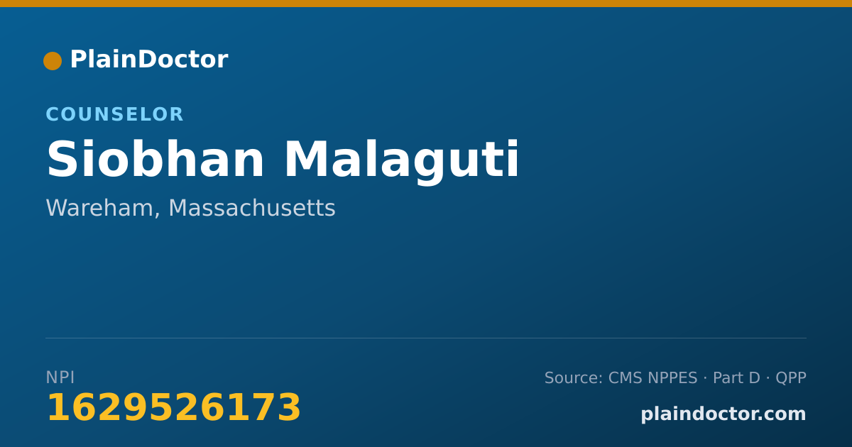 Shareable card for Siobhan Malaguti - Counselor, Wareham, MA