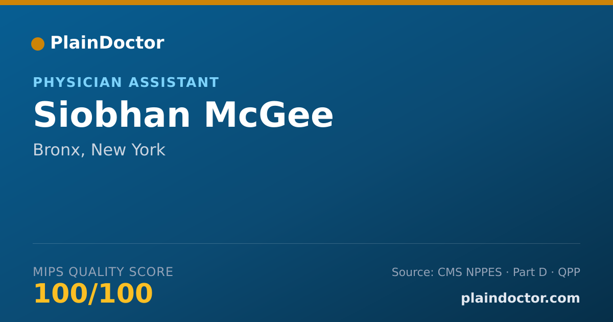 Shareable card for Siobhan McGee - Physician Assistant, Bronx, NY