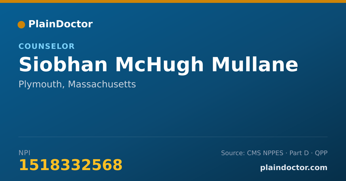 Shareable card for Siobhan McHugh Mullane - Counselor, Plymouth, MA