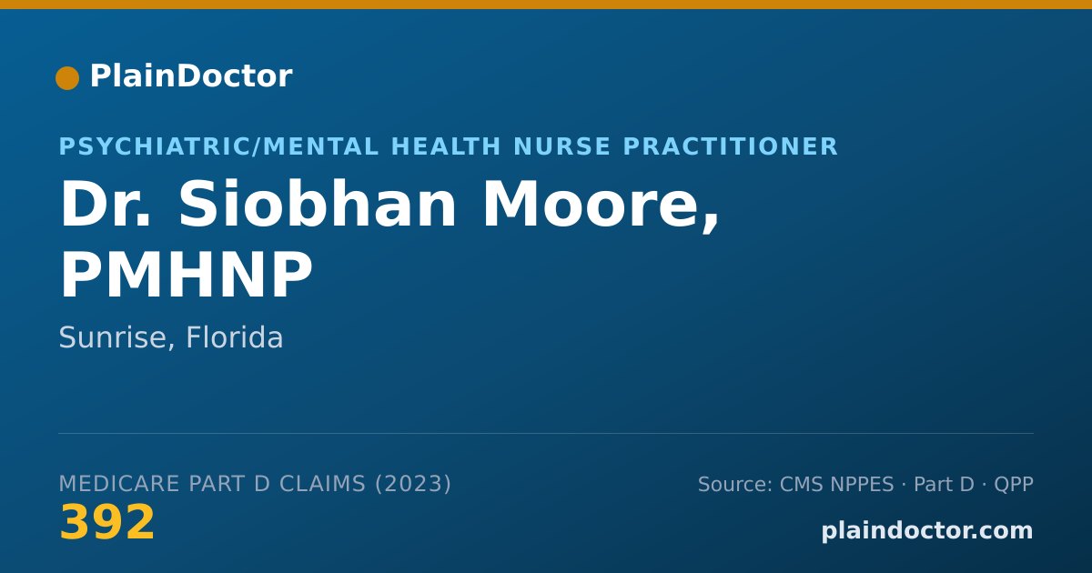 Shareable card for Siobhan Moore, PMHNP - Psychiatric/Mental Health Nurse Practitioner, Sunrise, FL