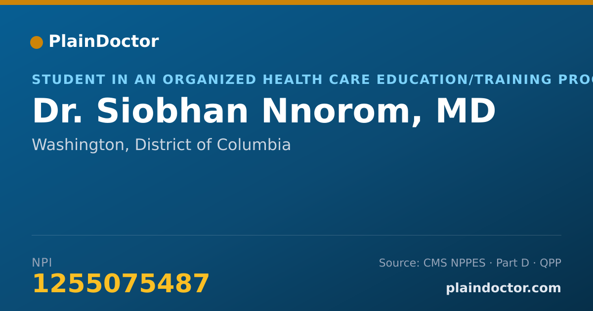 Shareable card for Siobhan Nnorom, MD - Student in an Organized Health Care Education/Training Program, Washington, DC