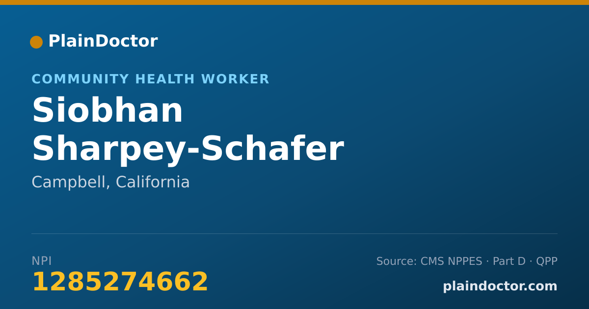 Shareable card for Siobhan Sharpey-Schafer - Community Health Worker, Campbell, CA
