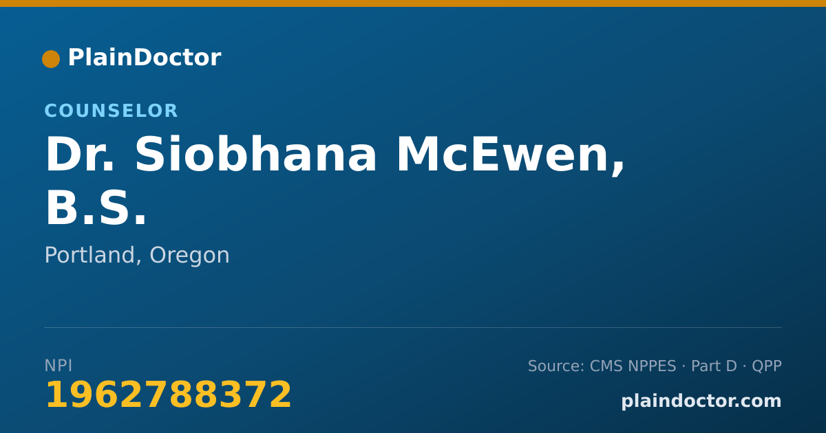 Shareable card for Siobhana McEwen, B.S. - Counselor, Portland, OR