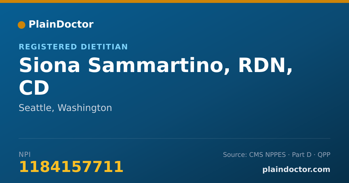 Shareable card for Siona Sammartino, RDN, CD - Registered Dietitian, Seattle, WA