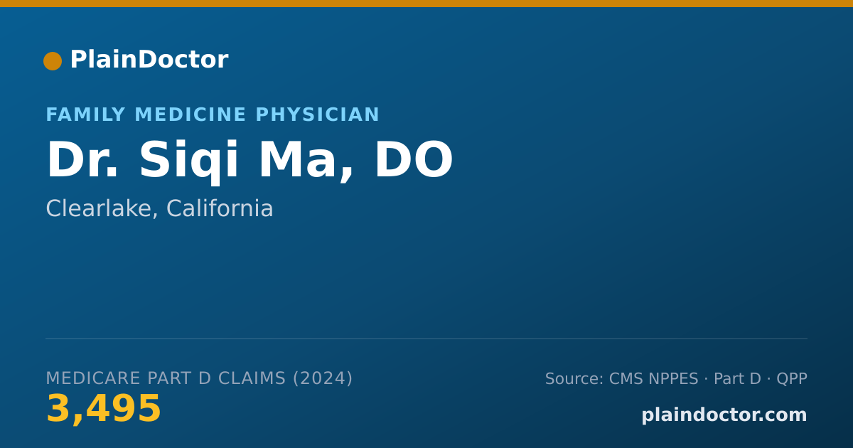 Shareable card for Siqi Ma, DO - Family Medicine Physician, Clearlake, CA