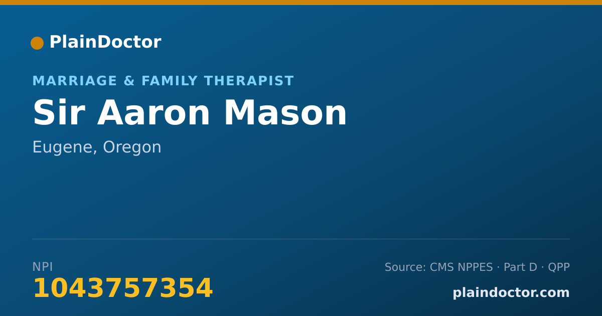 Shareable card for Sir Aaron Mason - Marriage & Family Therapist, Eugene, OR