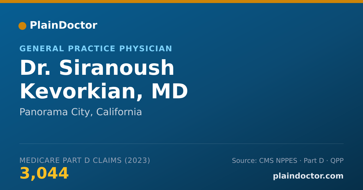 Shareable card for Siranoush Kevorkian, MD - General Practice Physician, Panorama City, CA