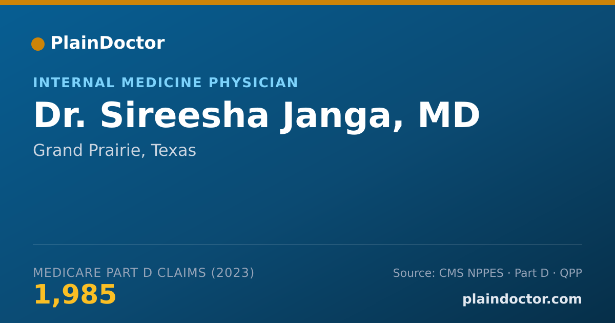 Shareable card for Sireesha Janga, MD - Internal Medicine Physician, Grand Prairie, TX