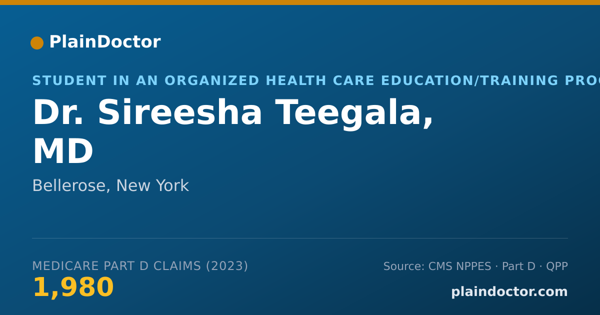 Shareable card for Sireesha Teegala, MD - Student in an Organized Health Care Education/Training Program, Bellerose, NY