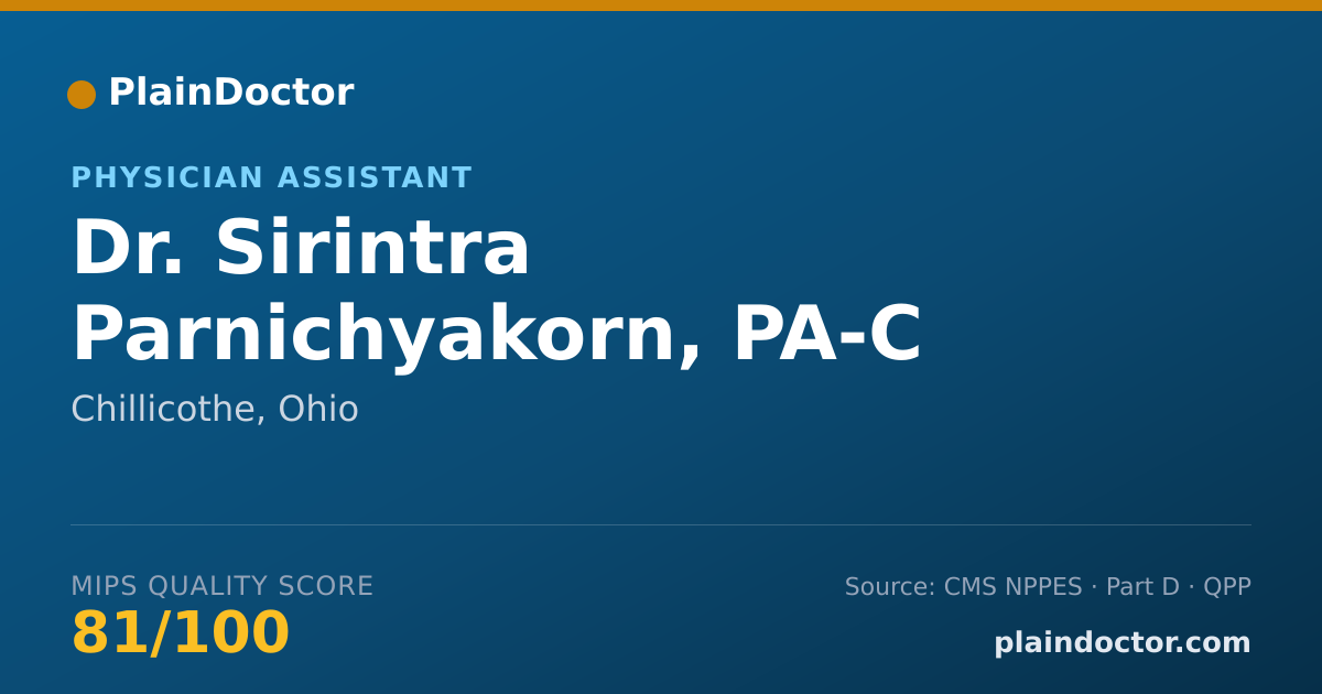 Shareable card for Sirintra Parnichyakorn, PA-C - Physician Assistant, Chillicothe, OH