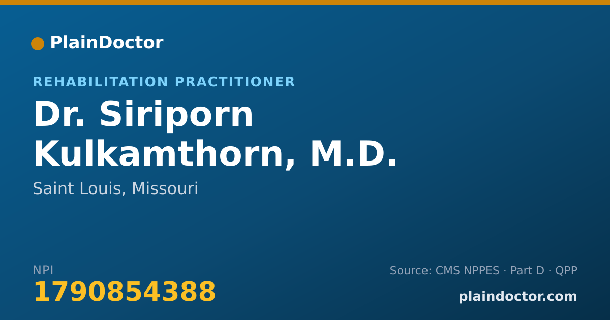 Shareable card for Siriporn Kulkamthorn, M.D. - Rehabilitation Practitioner, Saint Louis, MO