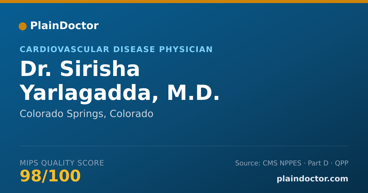 Shareable card for Sirisha Yarlagadda, M.D. - Cardiovascular Disease Physician, Colorado Springs, CO