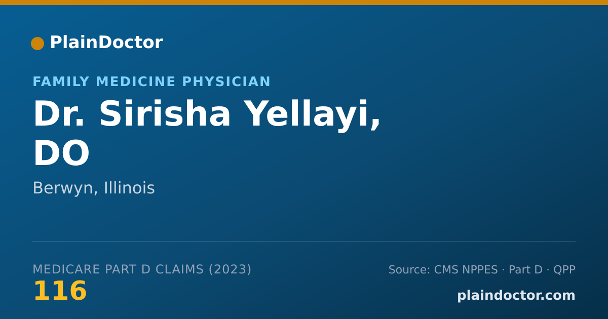Shareable card for Sirisha Yellayi, DO - Family Medicine Physician, Berwyn, IL