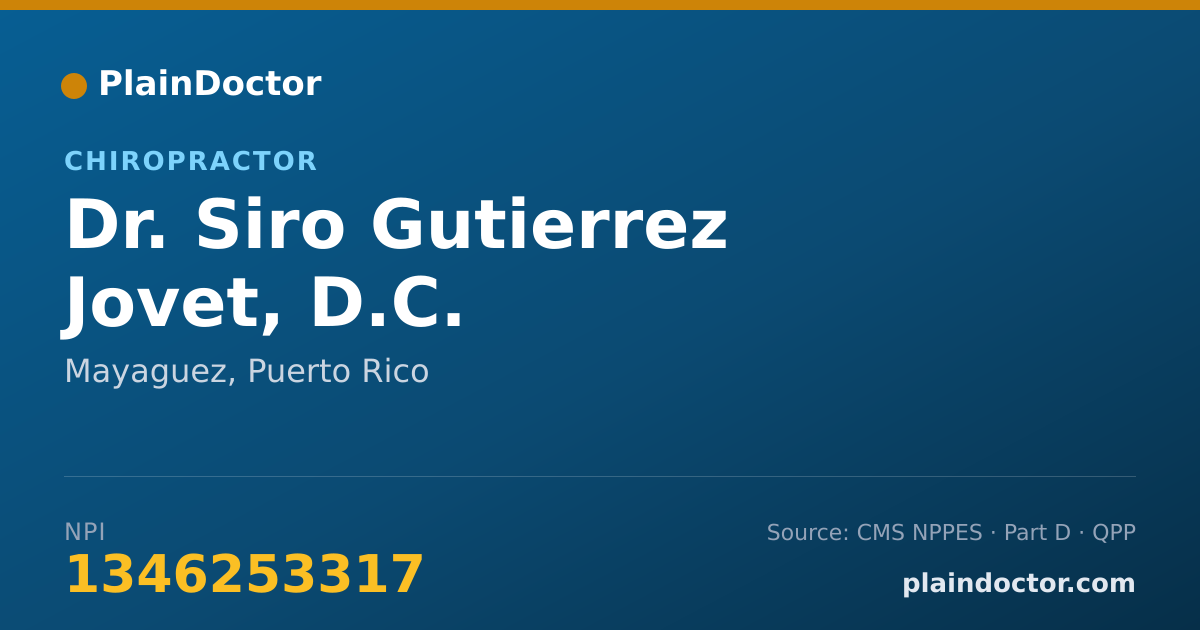 Shareable card for Siro Gutierrez Jovet, D.C. - Chiropractor, Mayaguez, PR
