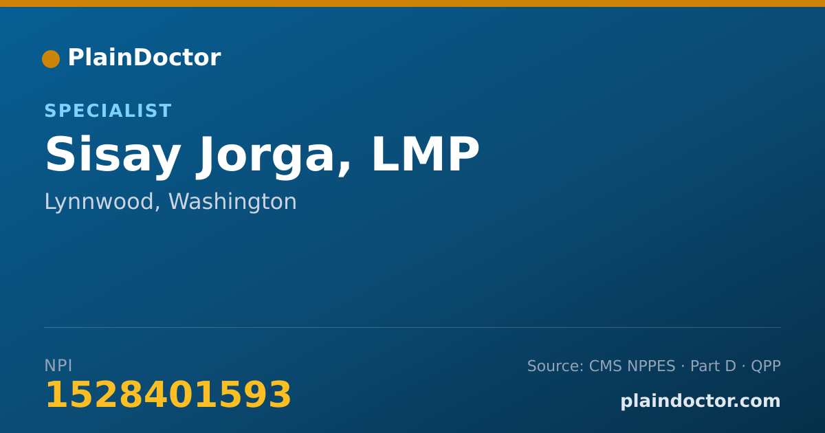 Shareable card for Sisay Jorga, LMP - Specialist, Lynnwood, WA