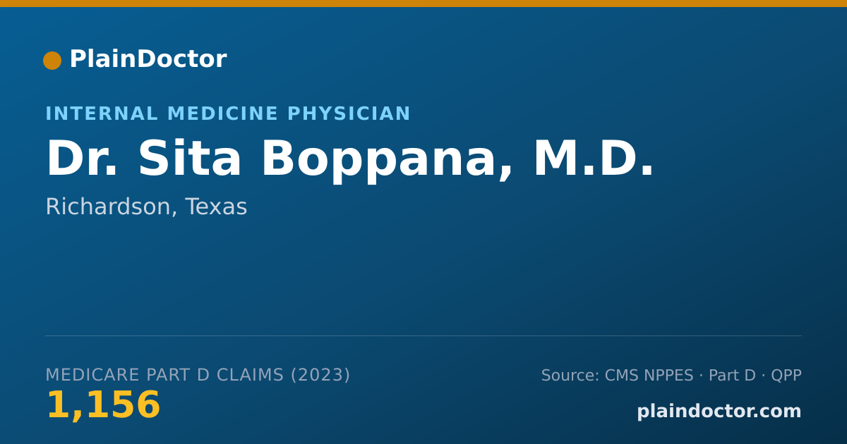Shareable card for Sita Boppana, M.D. - Internal Medicine Physician, Richardson, TX