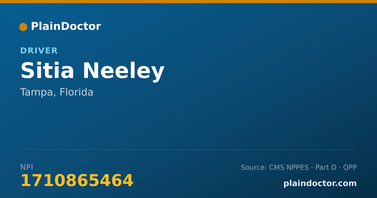 Shareable card for Sitia Neeley - Driver, Tampa, FL