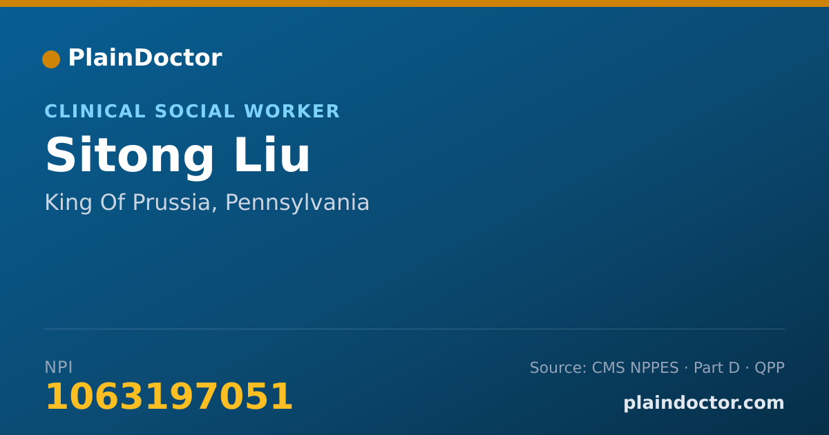 Shareable card for Sitong Liu - Clinical Social Worker, King Of Prussia, PA