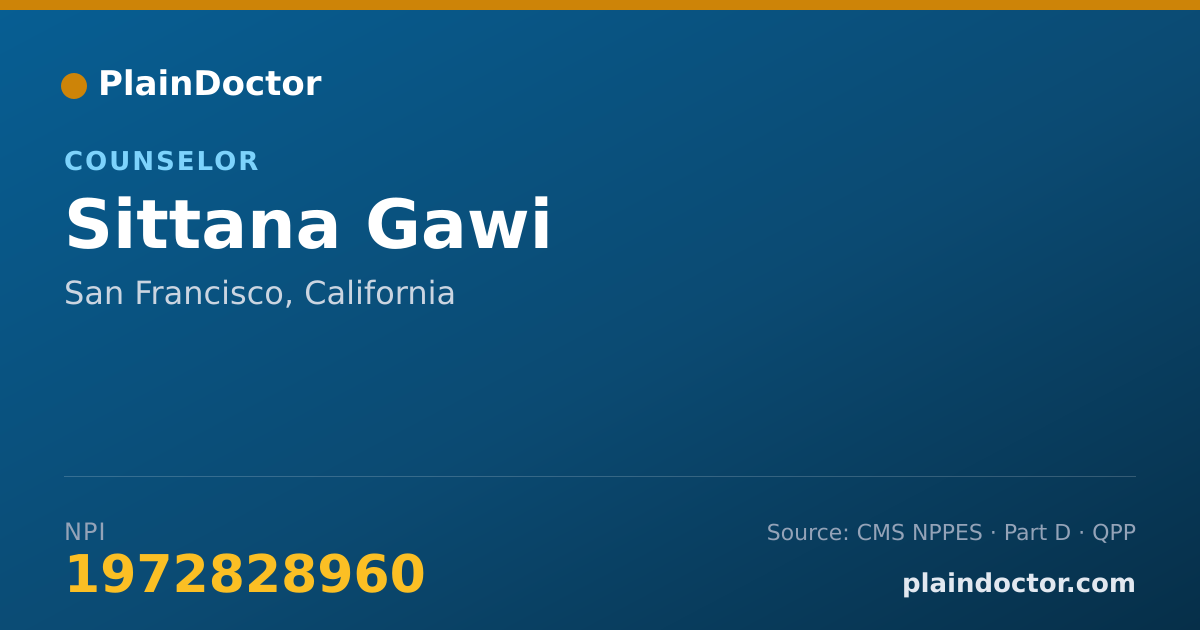Shareable card for Sittana Gawi - Counselor, San Francisco, CA