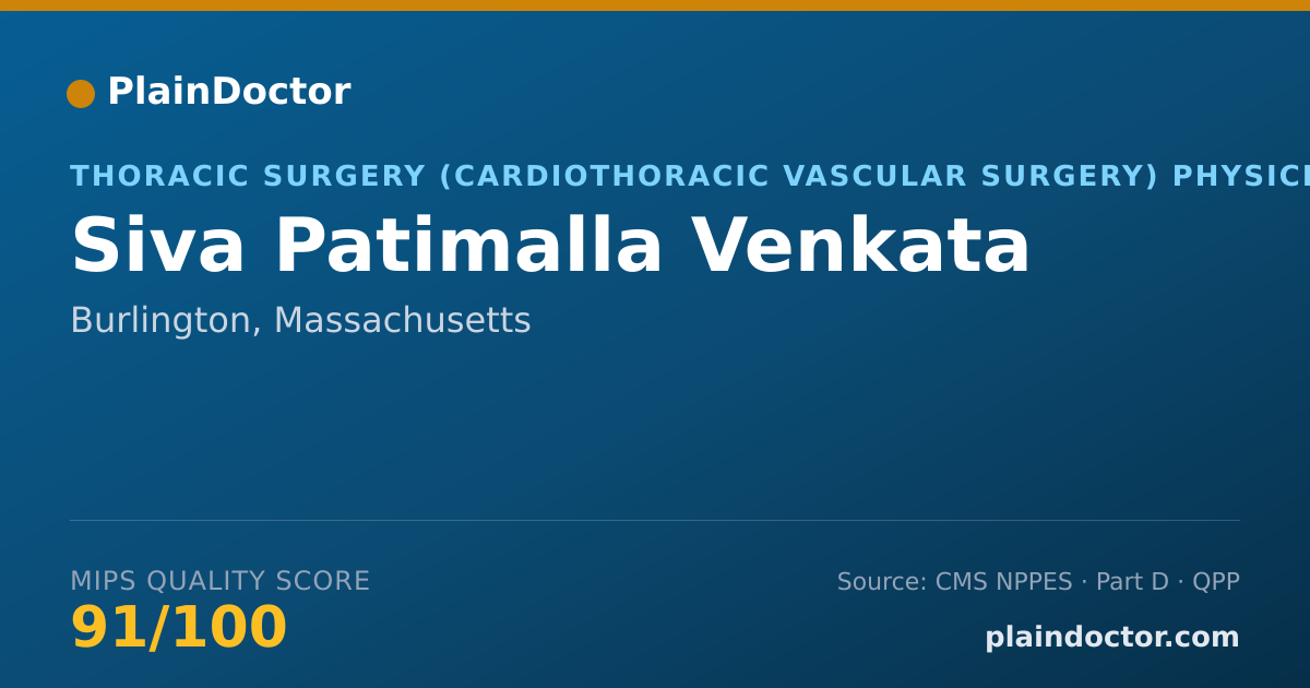Shareable card for Siva Patimalla Venkata - Thoracic Surgery (Cardiothoracic Vascular Surgery) Physician, Burlington, MA