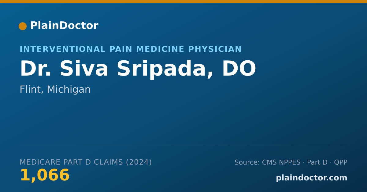 Shareable card for Siva Sripada, DO - Pain Medicine (Anesthesiology) Physician, Flint, MI