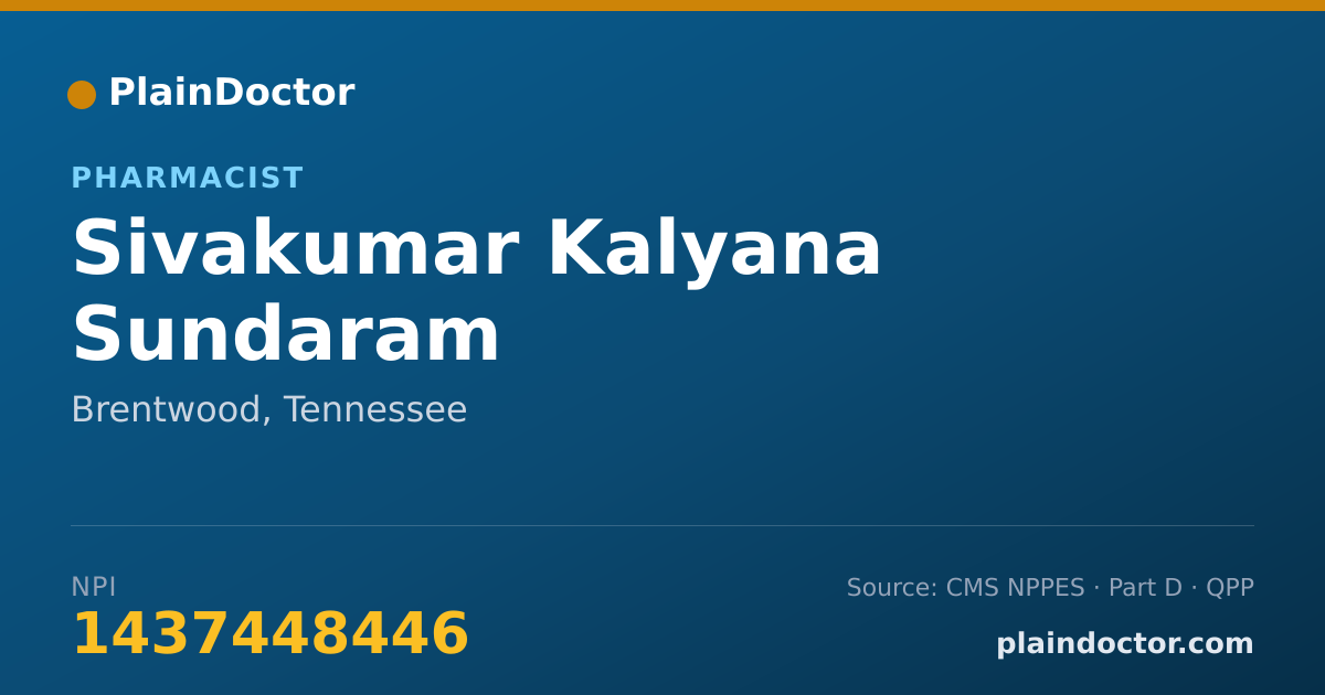 Shareable card for Sivakumar Kalyana Sundaram - Pharmacist, Brentwood, TN