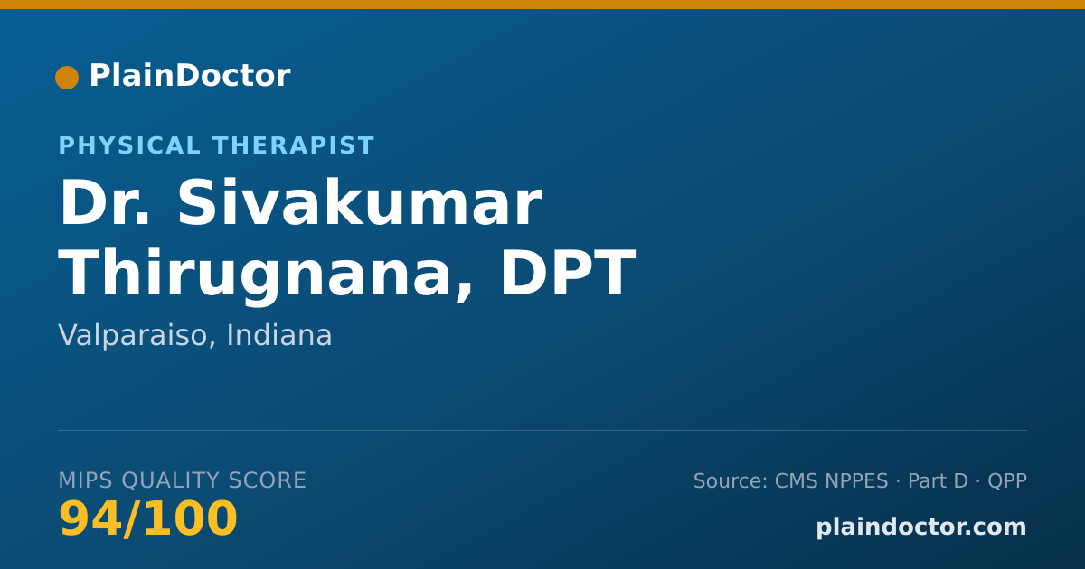 Shareable card for Sivakumar Thirugnana, DPT - Physical Therapist, Valparaiso, IN