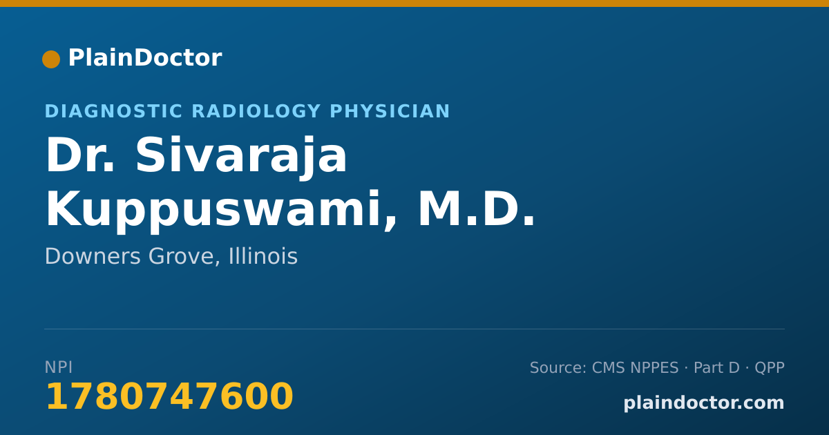 Shareable card for Sivaraja Kuppuswami, M.D. - Diagnostic Radiology Physician, Downers Grove, IL