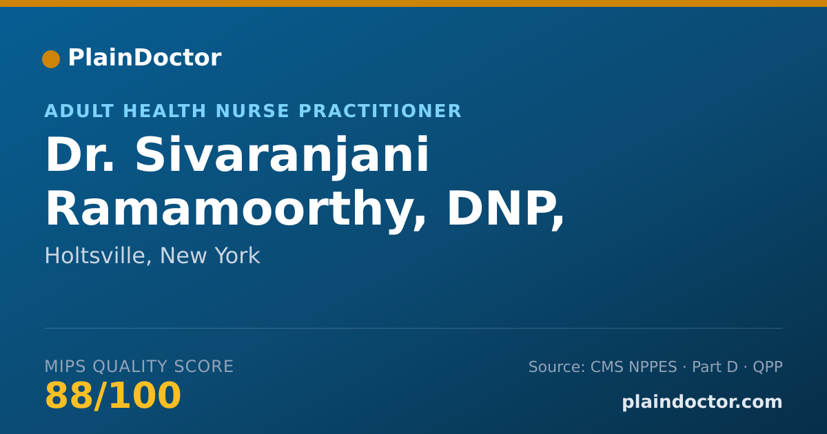 Shareable card for Sivaranjani Ramamoorthy, DNP, ANP-C, PMHNP-BC - Adult Health Nurse Practitioner, Holtsville, NY