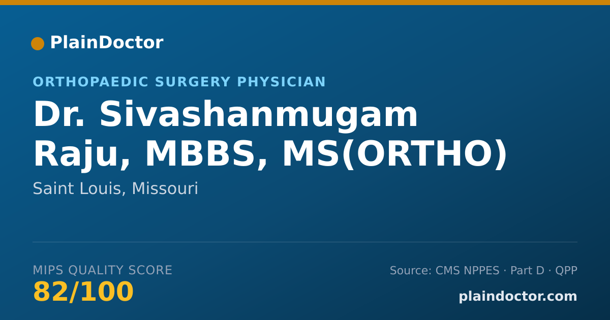 Shareable card for Sivashanmugam Raju, MBBS, MS(ORTHO) - Orthopaedic Surgery Physician, Saint Louis, MO