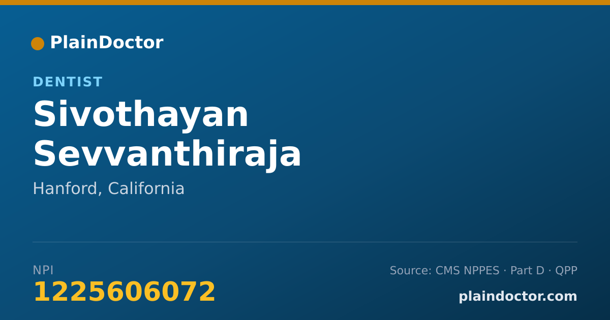 Shareable card for Sivothayan Sevvanthiraja - Dentist, Hanford, CA