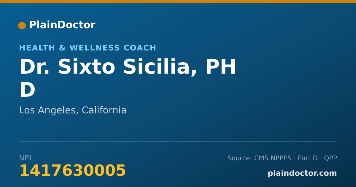 Shareable card for Sixto Sicilia, PH D - Health & Wellness Coach, Los Angeles, CA