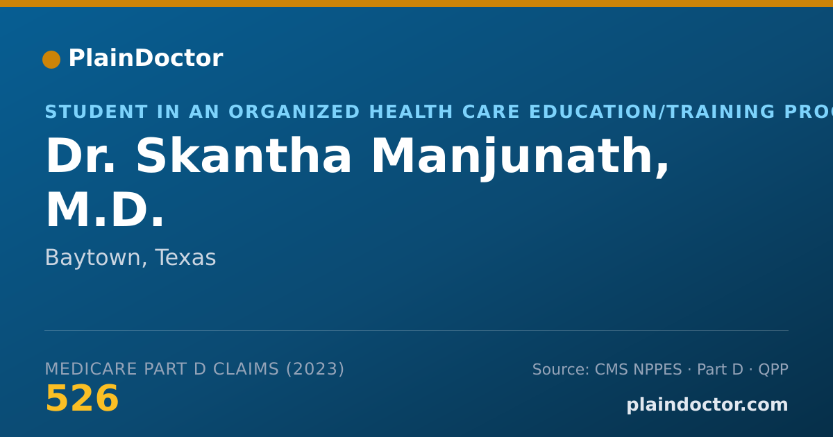 Shareable card for Skantha Manjunath, M.D. - Student in an Organized Health Care Education/Training Program, Baytown, TX