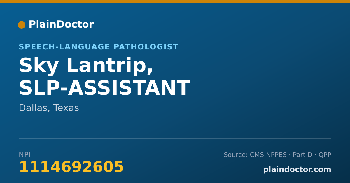 Shareable card for Sky Lantrip, SLP-ASSISTANT - Speech-Language Pathologist, Dallas, TX