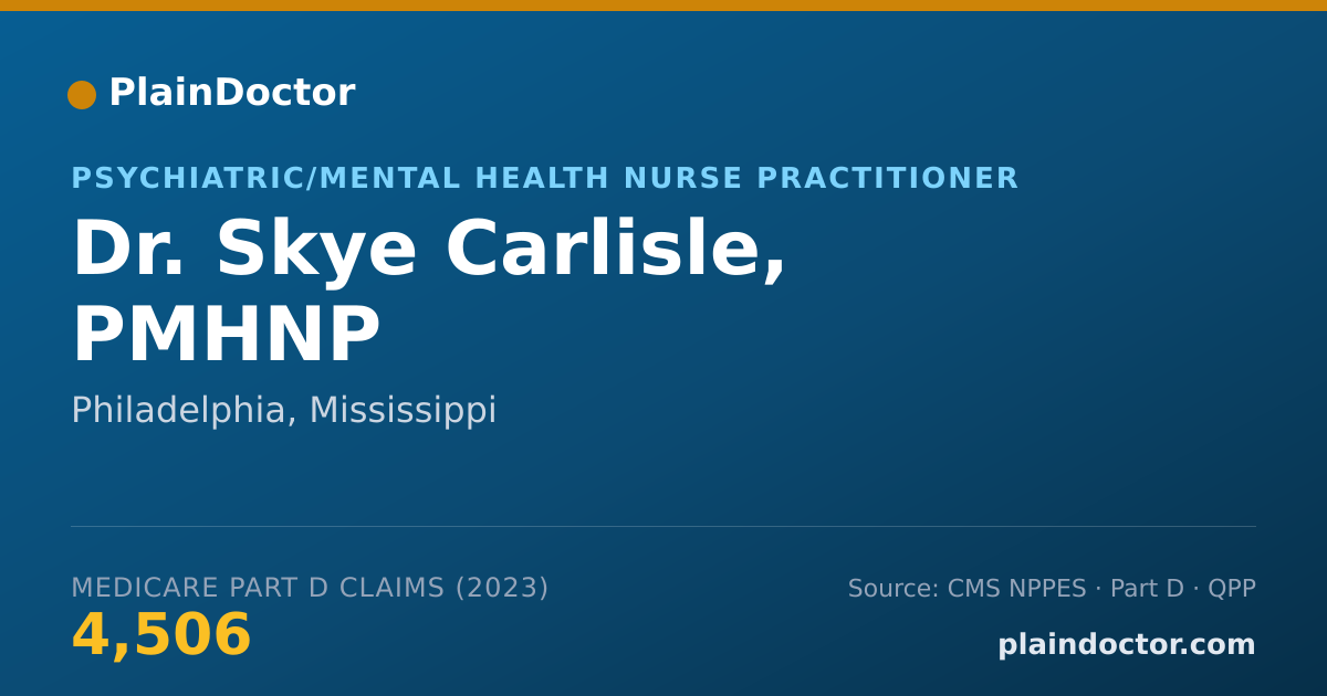 Shareable card for Skye Carlisle, PMHNP - Psychiatric/Mental Health Nurse Practitioner, Philadelphia, MS