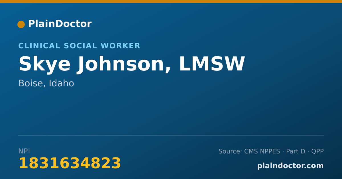Shareable card for Skye Johnson, LMSW - Occupational Therapy Assistant, Boise, ID