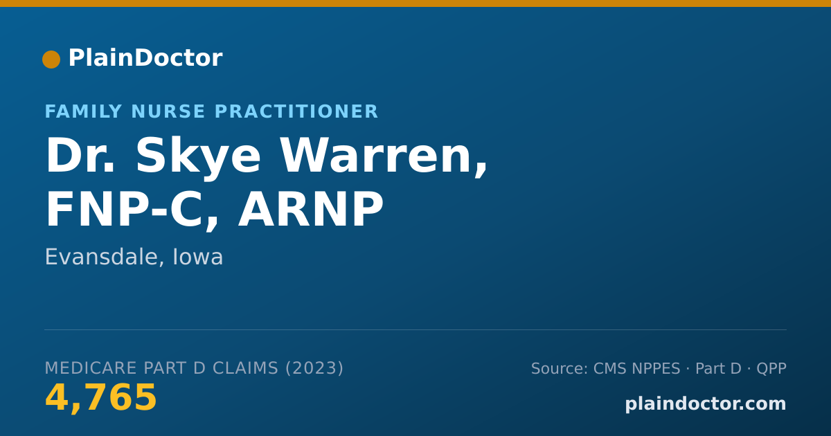 Shareable card for Skye Warren, FNP-C, ARNP - Family Nurse Practitioner, Evansdale, IA