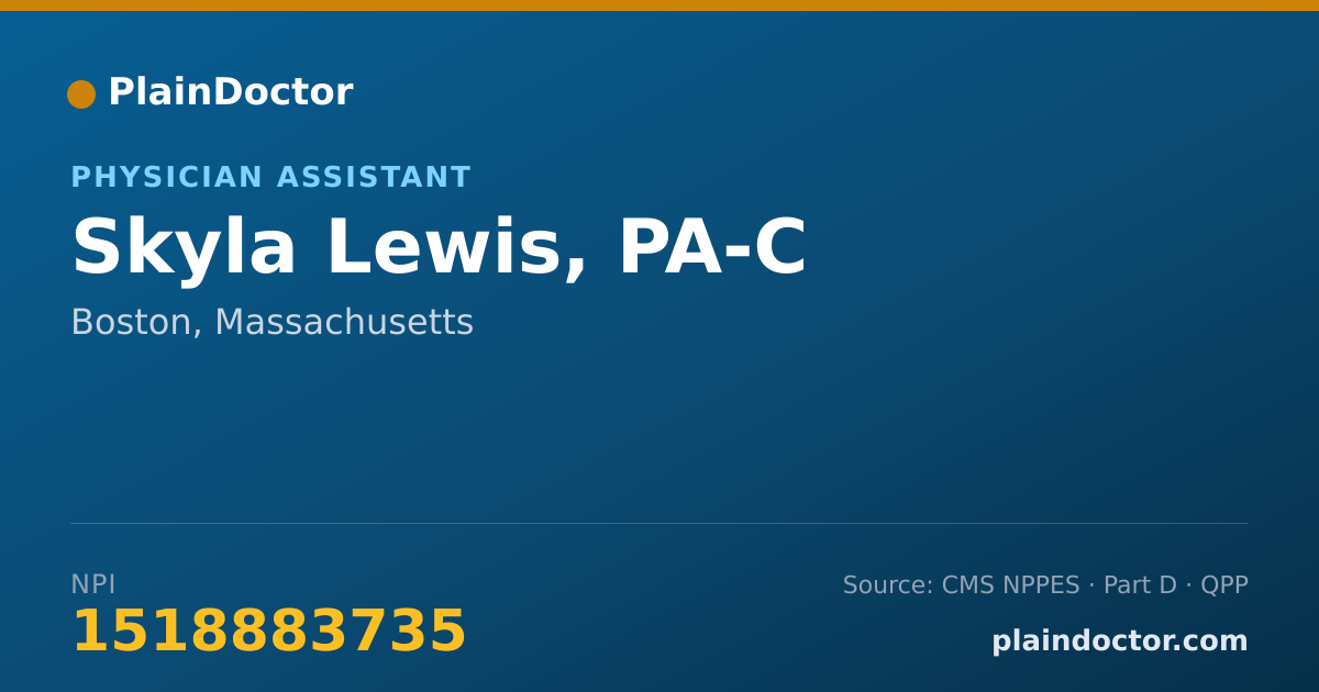 Shareable card for Skyla Lewis, PA-C - Physician Assistant, Boston, MA