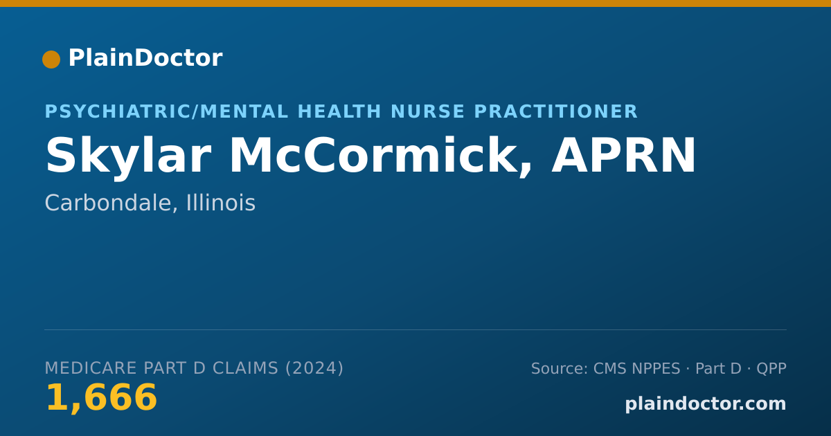 Shareable card for Skylar McCormick, APRN - Psychiatric/Mental Health Nurse Practitioner, Carbondale, IL