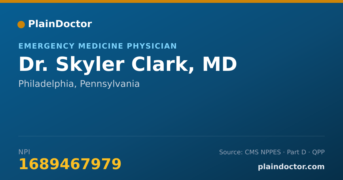Shareable card for Skyler Clark, MD - Emergency Medicine Physician, Philadelphia, PA