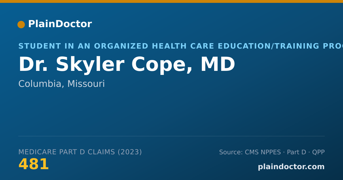 Shareable card for Skyler Cope, MD - Student in an Organized Health Care Education/Training Program, Columbia, MO