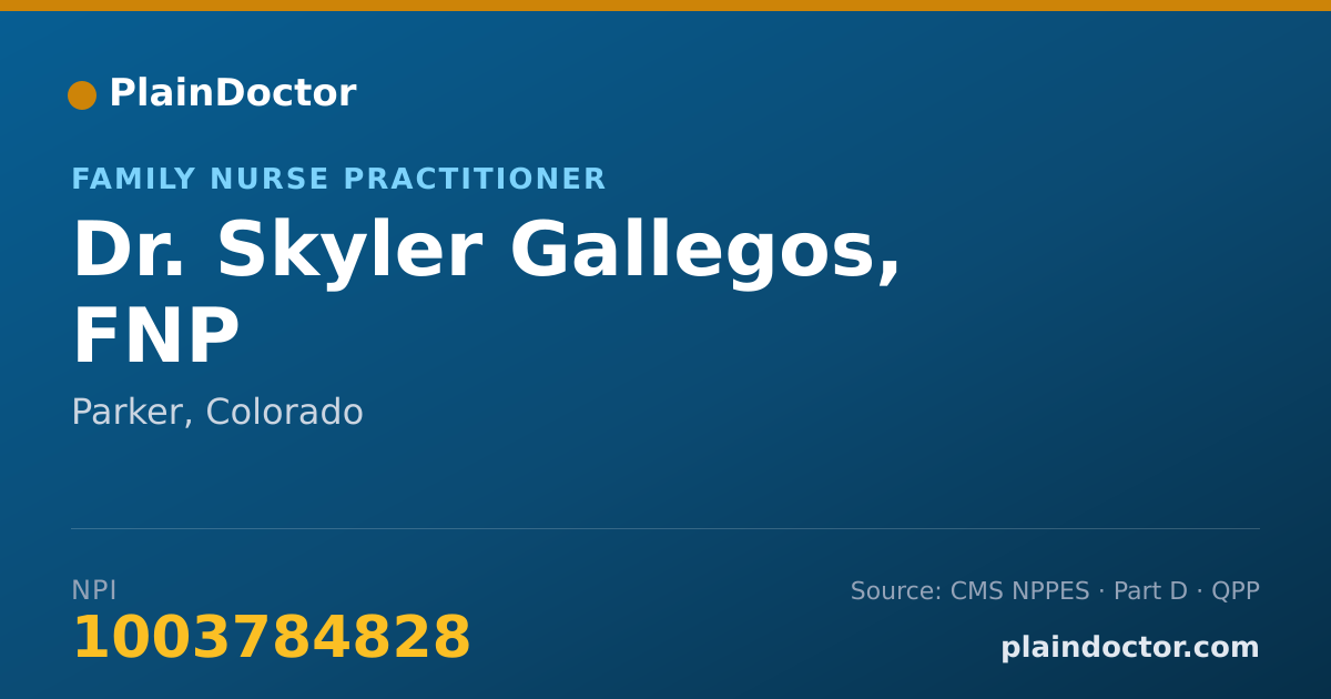 Shareable card for Skyler Gallegos, FNP - Family Nurse Practitioner, Parker, CO