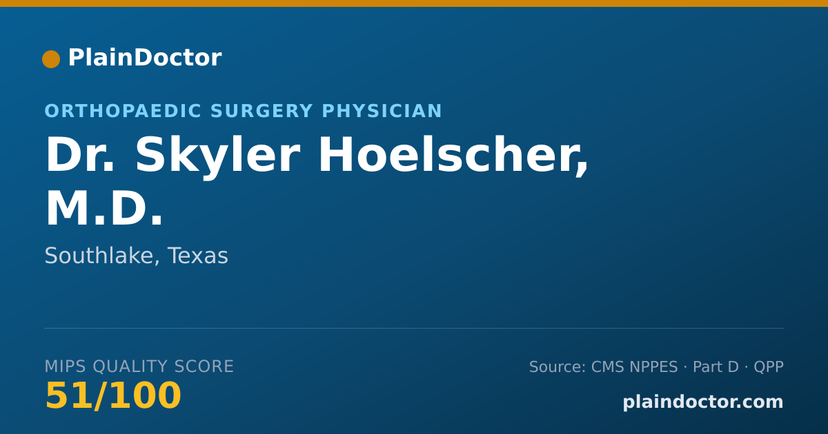 Shareable card for Skyler Hoelscher, M.D. - Orthopaedic Surgery Physician, Southlake, TX