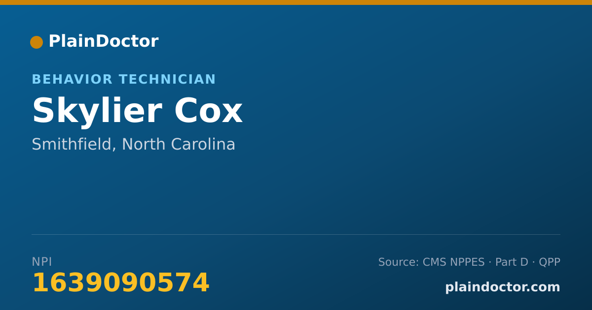 Shareable card for Skylier Cox - Behavior Technician, Smithfield, NC