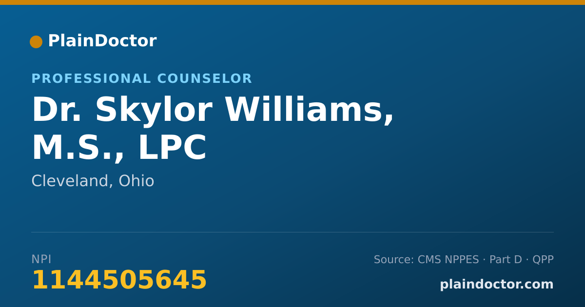 Shareable card for Skylor Williams, M.S., LPC - Professional Counselor, Cleveland, OH