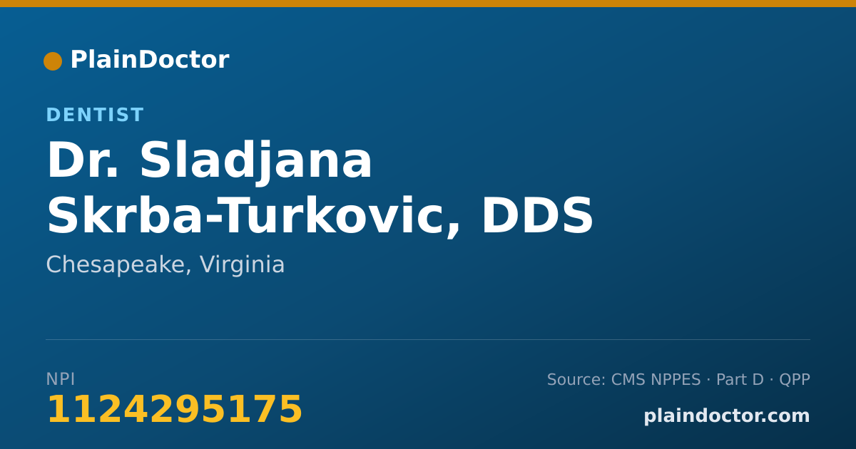 Shareable card for Sladjana Skrba-Turkovic, DDS - Dentist, Chesapeake, VA